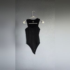Black Fitted Sleeveless Polo Bodysuit
